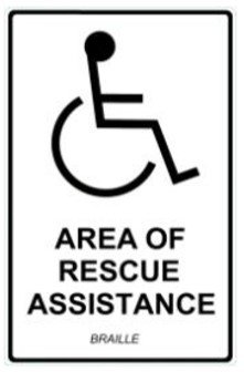 Sign, Area of RESCUE, Luminescent, Braille 7" x 11"