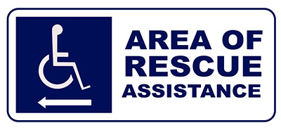 Sign, Area of Rescue, Left Arrow