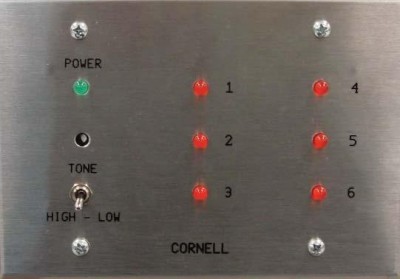 Annunciator, 6 Zone on 3 Gang Stainless Steel Plate Annunciator, 6 Zone on 3 Gang Stainless Steel Plate